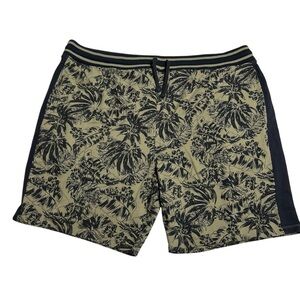 George Olive and Black Tropical Print Men's Sweat Shorts
